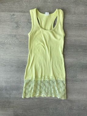 Y2K Yellow Women's Lace-Hem Ribbed Tank